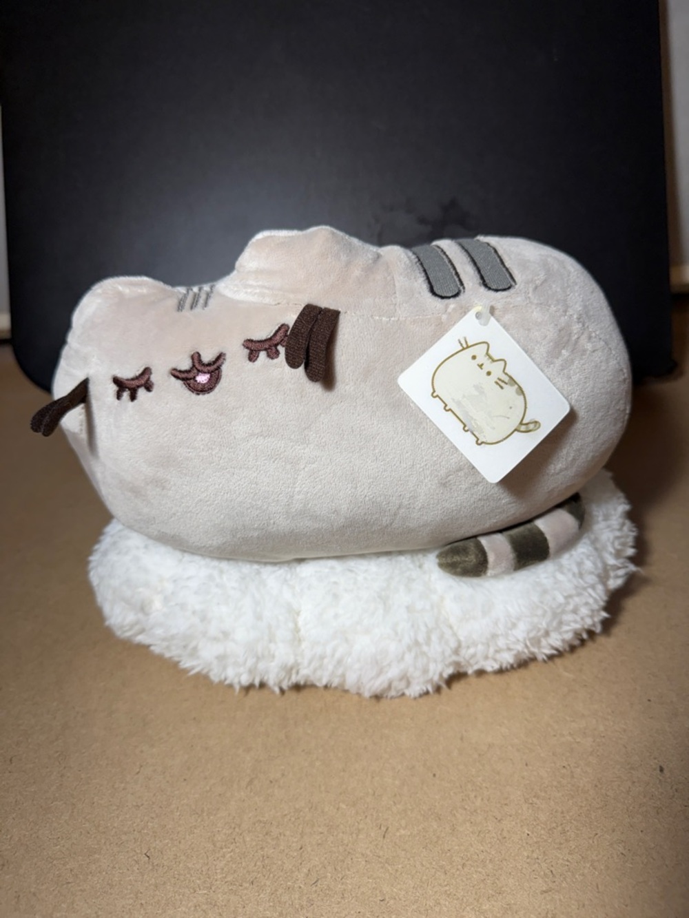Pusheen Plush Cat Pillow - Light Gray with Brown Accent